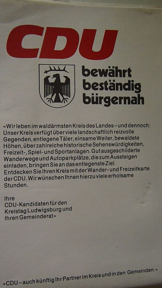 CDU Wander-Freizeit-u.Straßenkarte LK-Ludwigsburg  Nr.7510 in Bretten