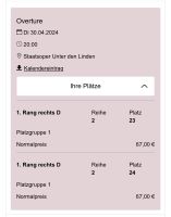 Overture, Staatsoper, 30.04., 2 Tickets, PK1 Friedrichshain-Kreuzberg - Friedrichshain Vorschau