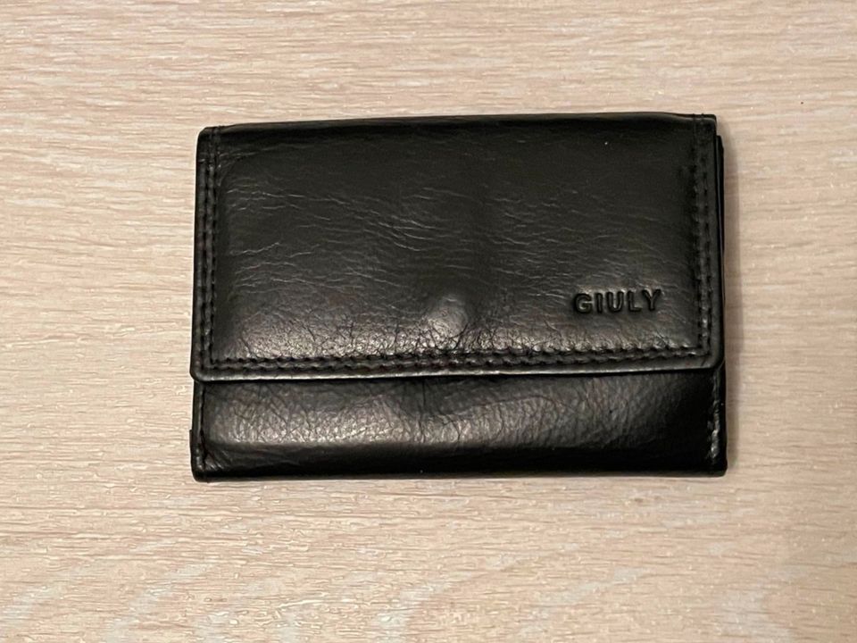 Portemonnaie von Vera Pelle, schwarzes Leder, aus Italien in Grünstadt