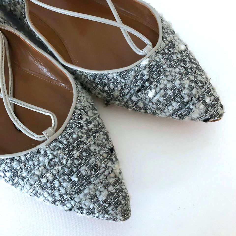 Aquazzura Ballerinas Christy Pumps Grau 39,5 Tweed Boucle Leder in Hamburg