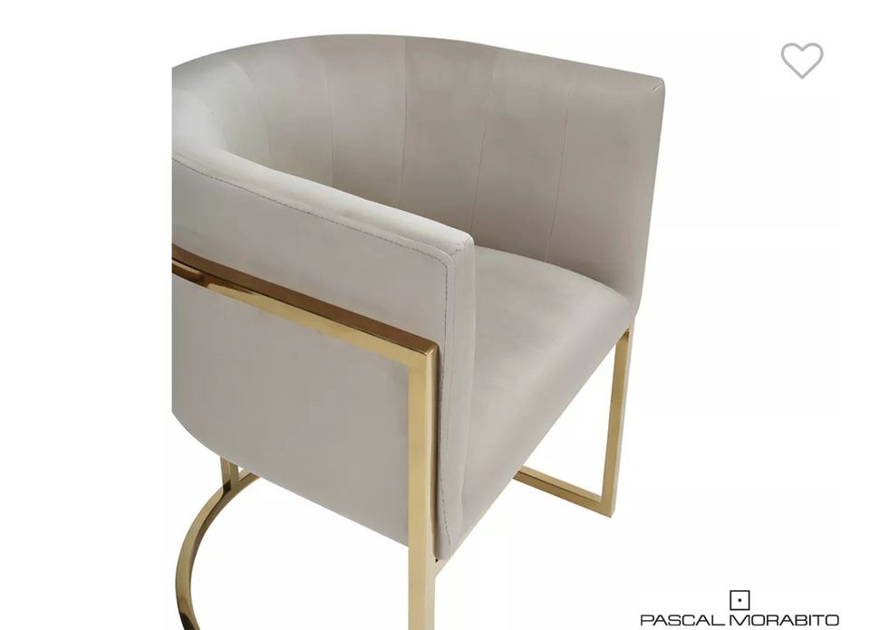 Stühle mit Armlehnen Samt & Metall wohn- Beige Creme & Goldfarben in Erlensee