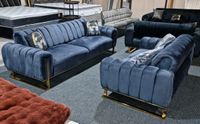 Sofa Couch 3-2 Samt Anthrazit-Blau NEU WARE Nordrhein-Westfalen - Oberhausen Vorschau