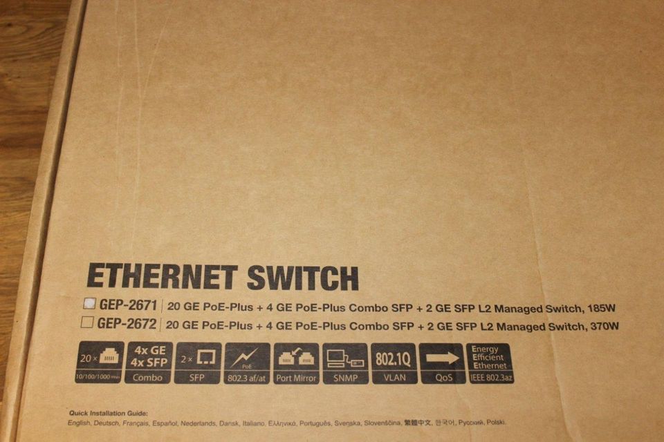 Gigabit Ethernet Switch LevelOne GEP-2671 m. 24 PoE-Plus GB Ports in Dassel