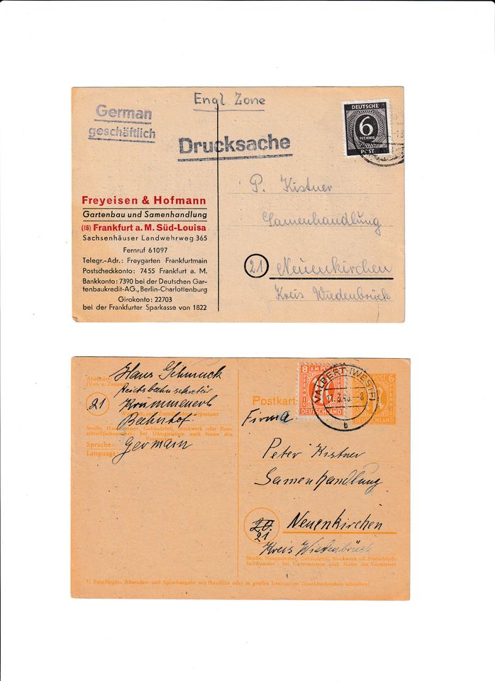 3 Ganzsachen Briefmarken 1946-48 in Friedberg (Hessen)