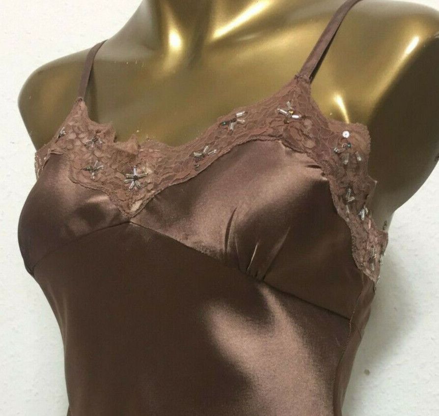 ⭐ SATIN TRÄGERTOP BH-HEMDCHEN Spaghetti-Top Shirt S 36 38 braun in Berlin