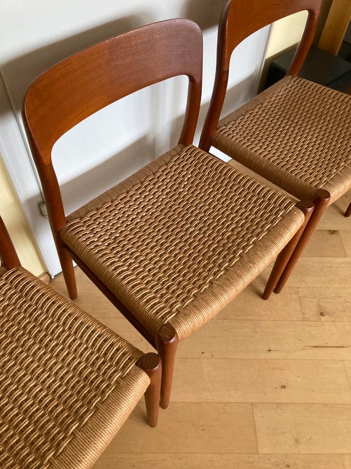 Mid Century Niels Otto Möller Teak Stuhl Stühle Modell 75 Dänish in Bonn