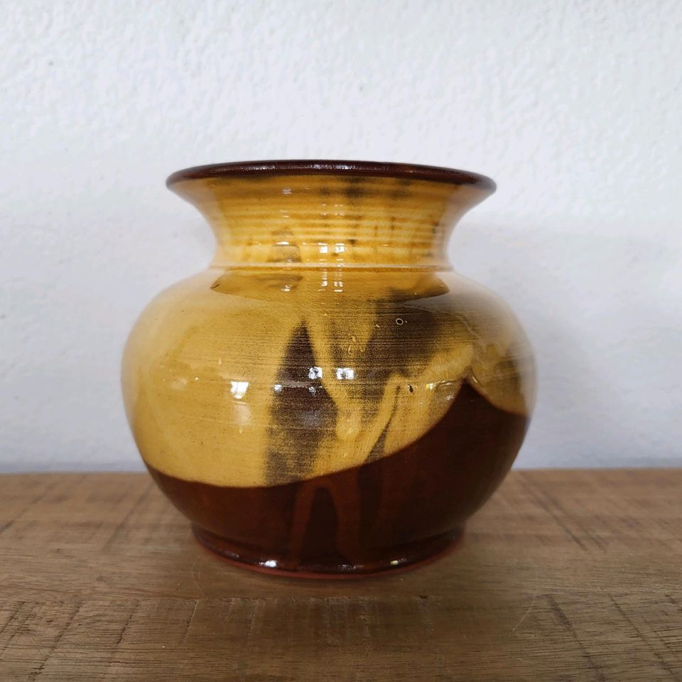 Vintage Vase klein, Keramik glasiert, Mid Century in Mudau