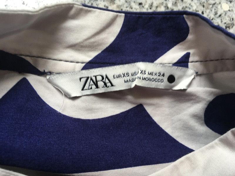 ZARA Maxi Kleid Blau weiß Muster XS 34 S 36 Baumwolle in Sonneberg