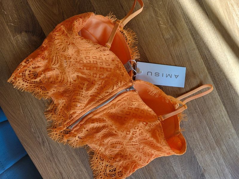 Neu Spitzen BH Crop Top Orange Gr L , New Yorker AMISU Bauchfrei in Bielefeld