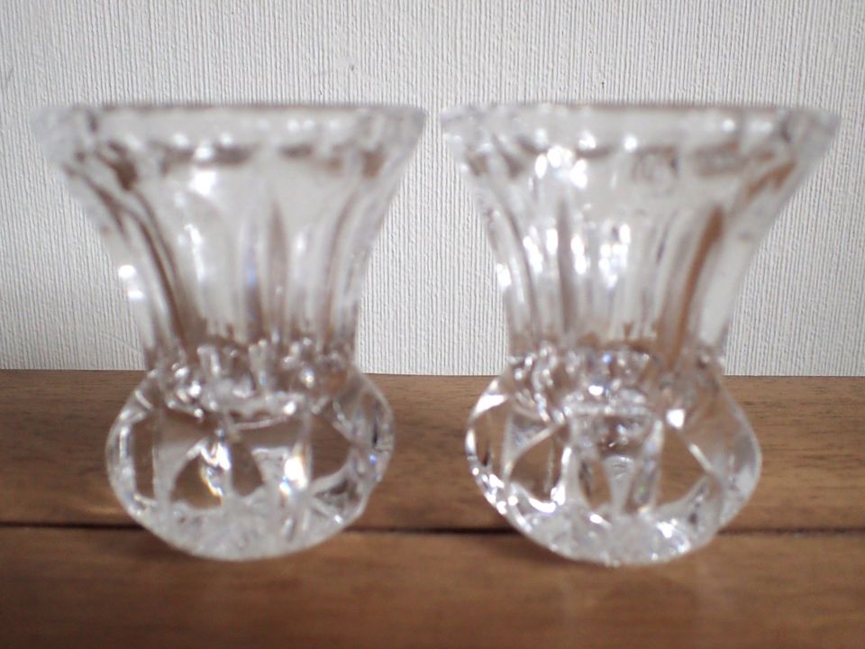 2 kleine Glas Vasen Tischvasen auch Eierbecher Shabby Brocante in Geldern