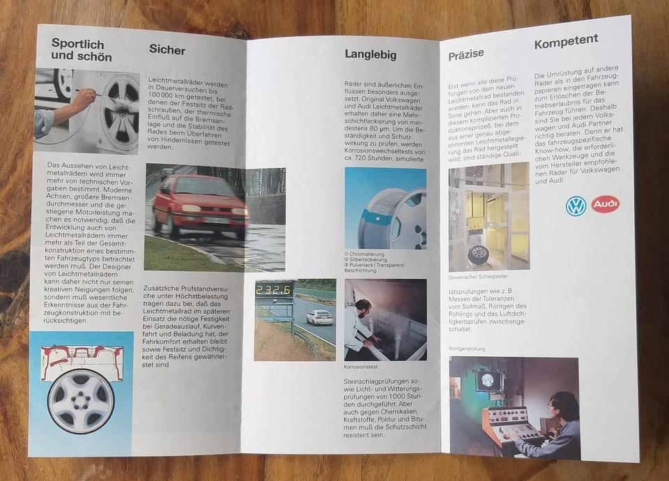 Prospekt- VW Audi Produktinformation Leichtmetallräder 1992 in Dormagen