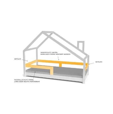 Kinder Hausbett, weiß, 90 x 200cm, mit Rausfallschutz in Berlin