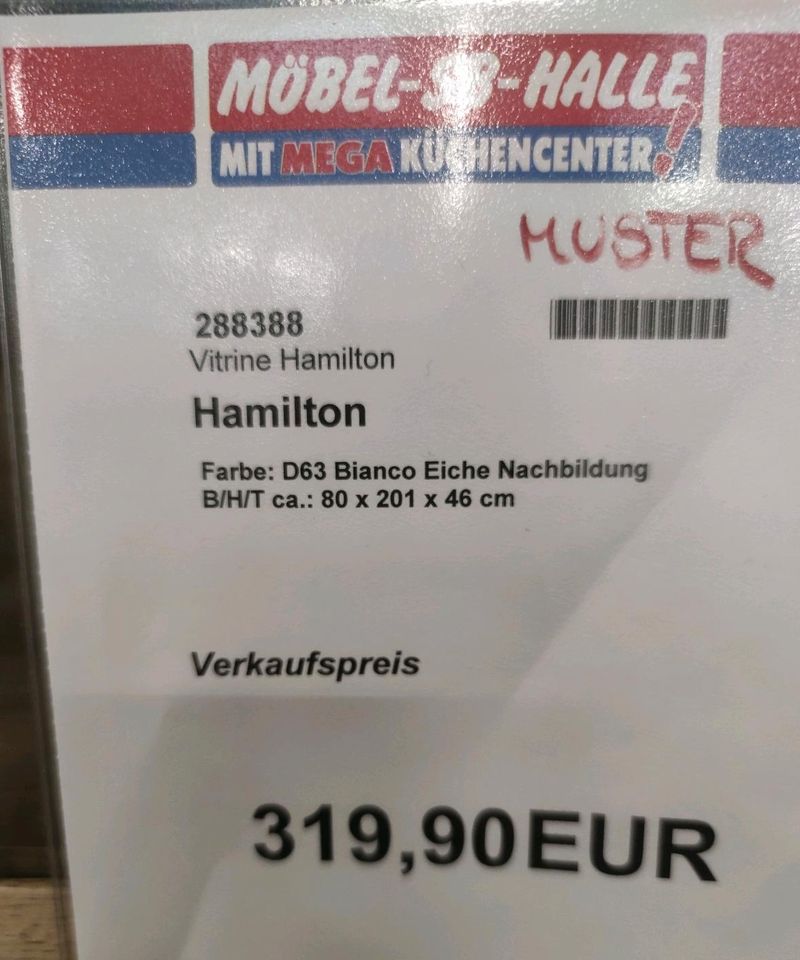 Vitrine Hamilton Eiche Bianco Nachbildung statt 319,-€* in Kulmbach