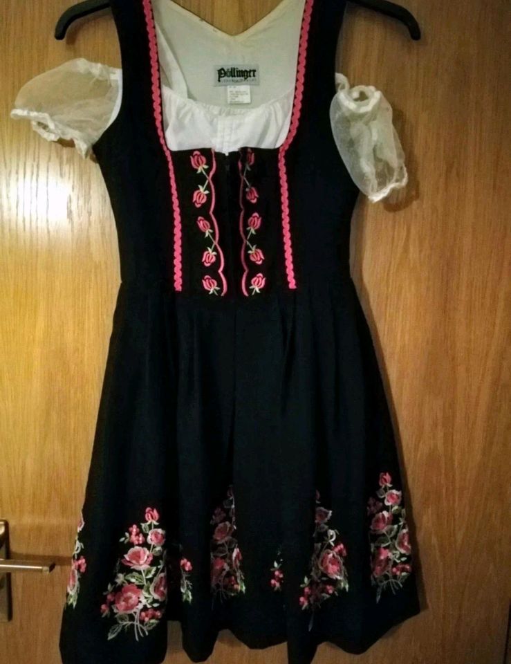 Dirndl Pöllinger schwarz grün pink in 36 mit Bluse in München