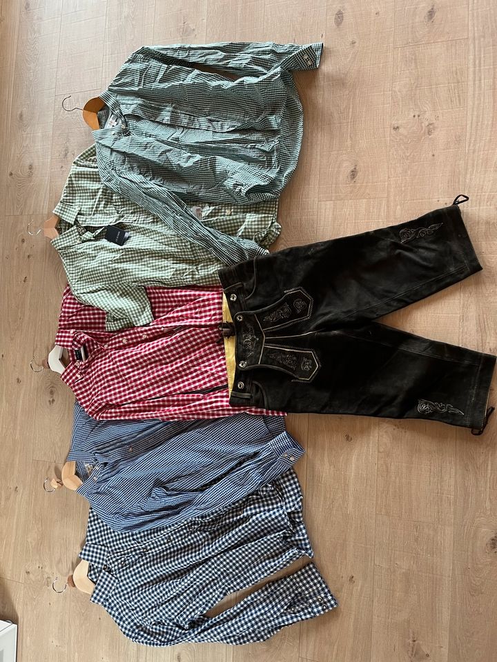 Trachtenkleidung Größe M Set aus 5 Hemden und Kniebundhose Leder in Lebach