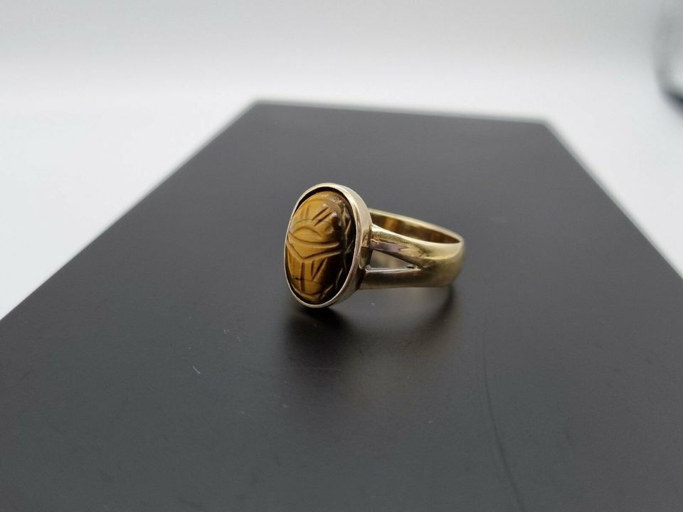 Goldring 585 Gold 14 Karat Ring mit einem braunen Edelstein. in Neumünster