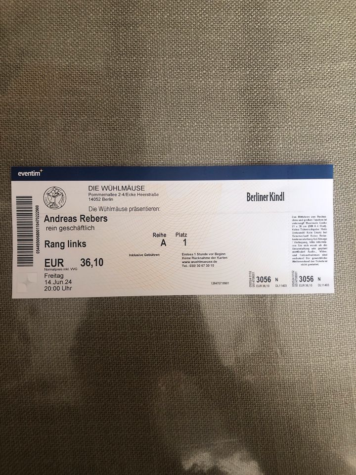 Andreas Rebers Ticket in Berlin