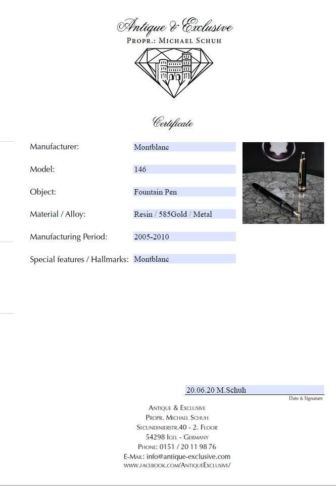 Orig. Montblanc Meisterstück 146 Füller 4810 Goldfeder poliert Zertifikat Neuw. Füllfederhalter Geschenk Weihnachten Wunschgravur Sammler Top Versand Händler DHL Geschenk Händler DHL Echt Neuw in Igel