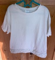 Zara-T-Shirt Gr. 164 in Creme mit Häkelrand Hessen - Hessisch Lichtenau Vorschau