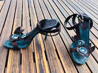 Sandalen Miu Miu Leder braun & denim, Gr. 38 Hessen - Bad Homburg Vorschau