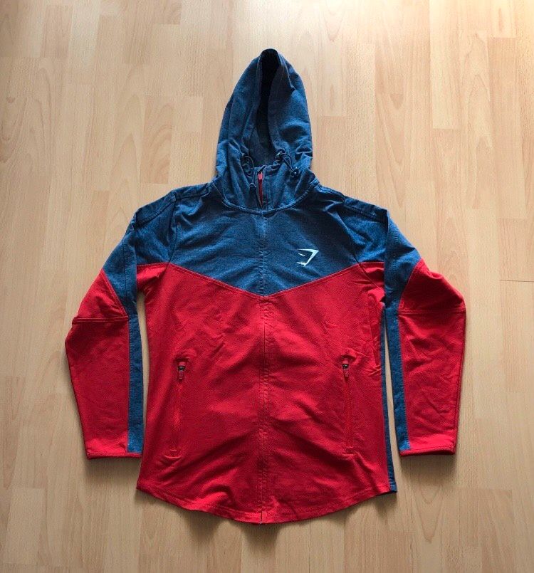 Gymshark Hoodie Jacke Pullover Gr XL Rot Grau in Burscheid