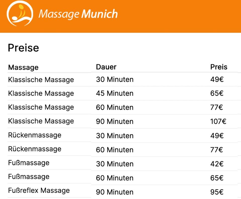 Massage München Tal 30 - auch kurzfristige Termine in München