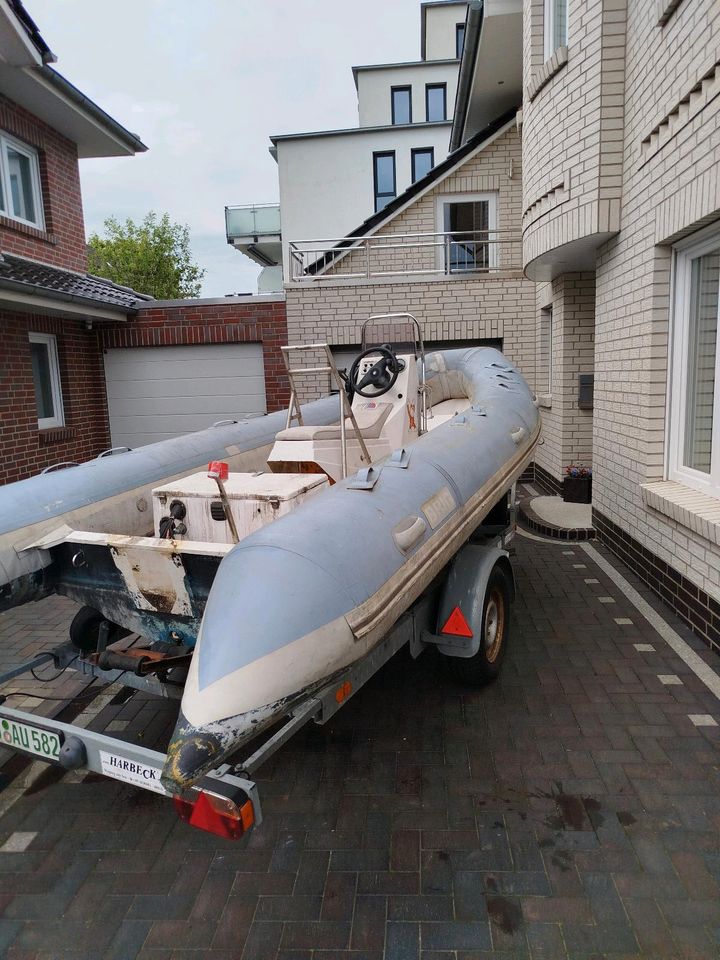 Schlauchboot mit GFK Boden+Anhänger 1300 kg in Bremen