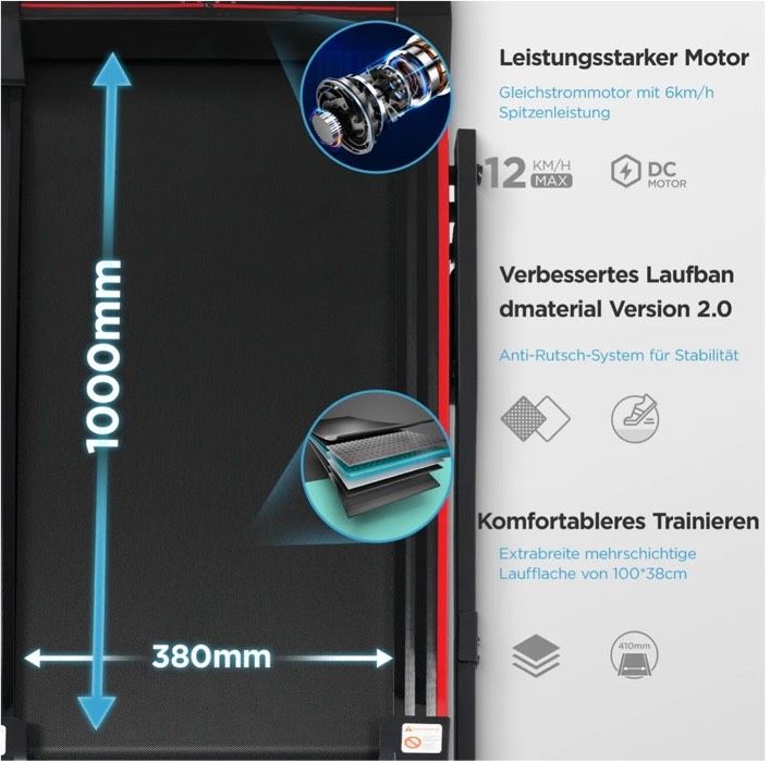 Laufband Elektrisch Neu Heimtrainer Sportgerät Fitnessgerät 12kmh in Hamburg