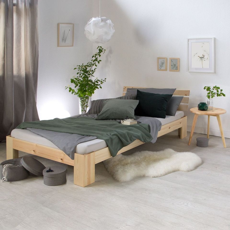 Bett Holzbett Futonbett Bettkasten Holz Natur 90x200 NEU 041-Ro in Rostock