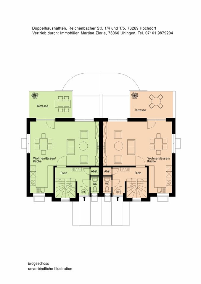 Neubauprojekt in Hochdorf, schöne DHH, 2 Terrassen, Balkon, Garten, KfW55, Carport und Stellplatz in Hochdorf