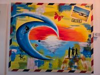 Handmade Bild auf Leinwand camping surfen  ca. 100 x 120 mm Niedersachsen - Braunschweig Vorschau