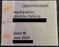 Monatskarte 06/2024 IsarCard München MVG Juni Monatsticket 2024 München - Pasing-Obermenzing Vorschau