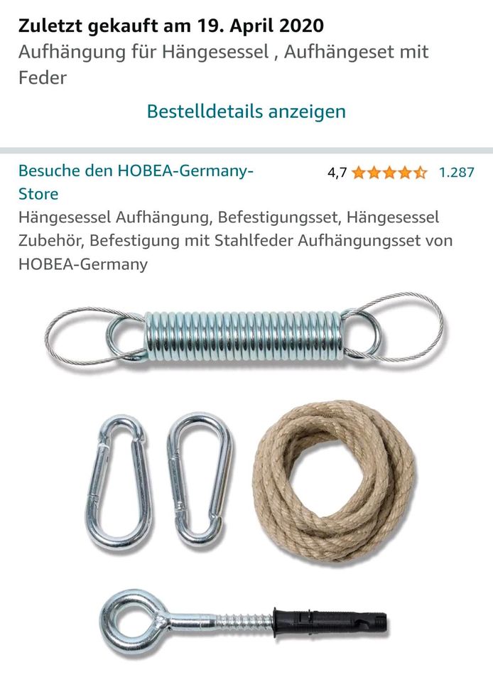 Hängesessel, Hängesitz, Hängestuhl von Hobea Germany, xxl in Büren