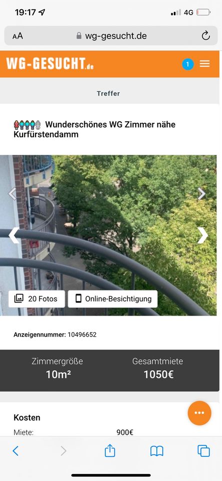 Wunderschönes WG Zimmer mit Balkon nähe Kurfürstendamm in Berlin
