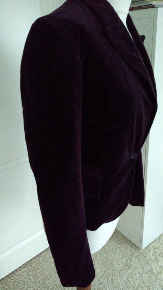 Schöner Blazer Jacke Samt aubergine lila bordeaux Gr 40 in Unterschleißheim