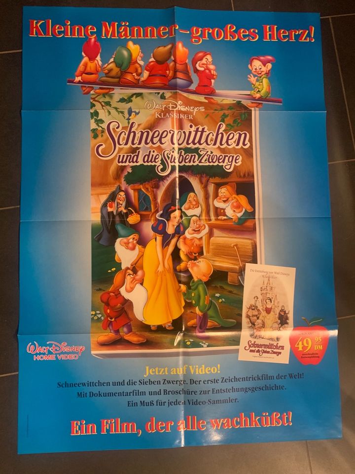 Alte Werbeposter Disney VHS, Bambi, Schneewittchen und Alladdin in Morbach