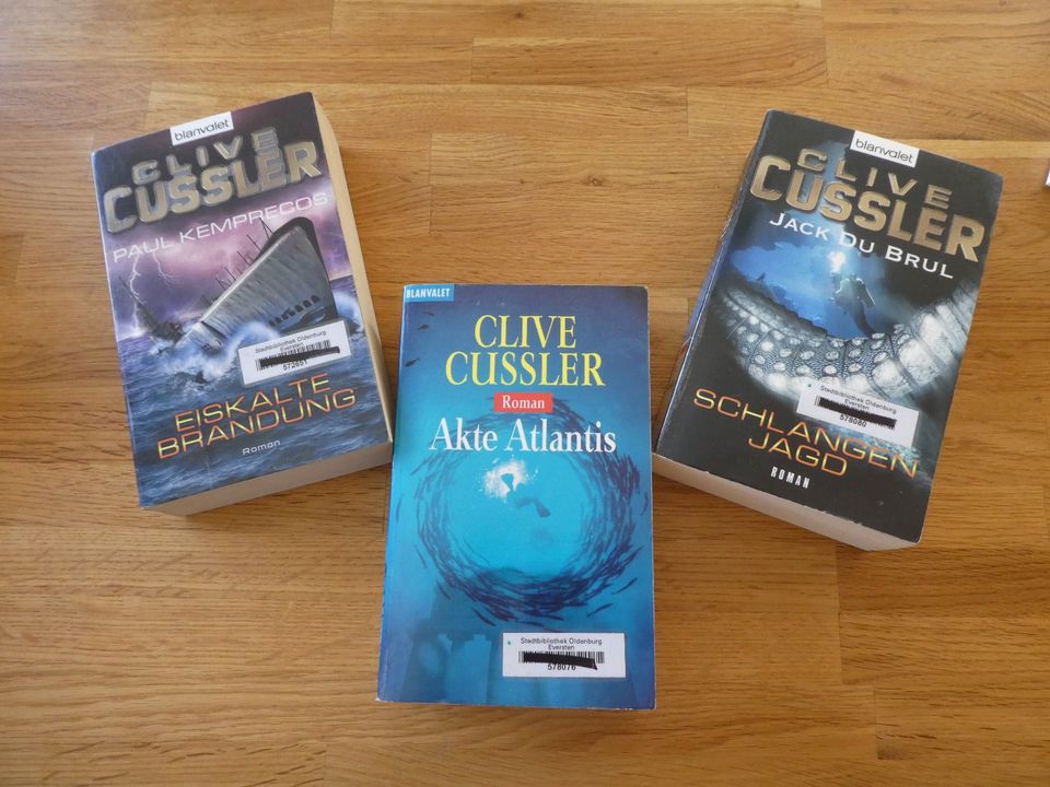 3 Bücher Clive Cussler Thriller Schlangenjagd Brandung Atlantis in Bloh