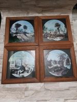 4x Alte Vintage Runde Jahreszeiten Bilder Gerahmt Wand-Deko Rar Niedersachsen - Wolfsburg Vorschau