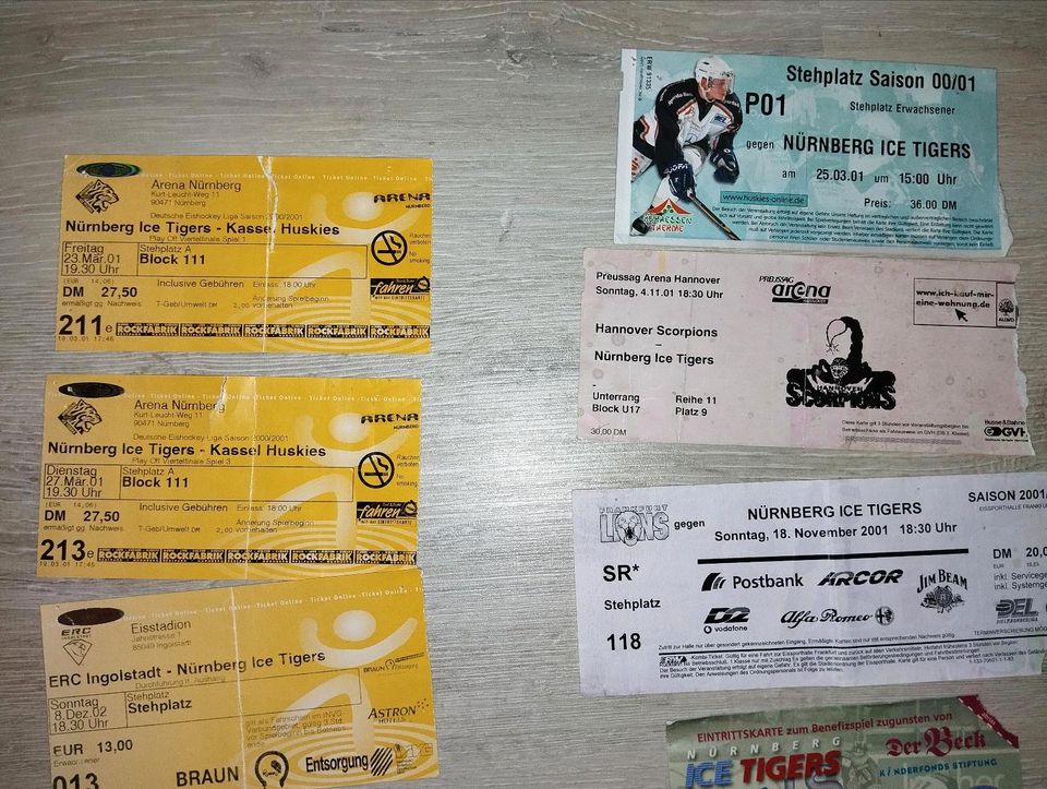 DEL Eishockey EHC Nürnberg ICE Tigers Tickets Sammlung Rarität in Schnaittach