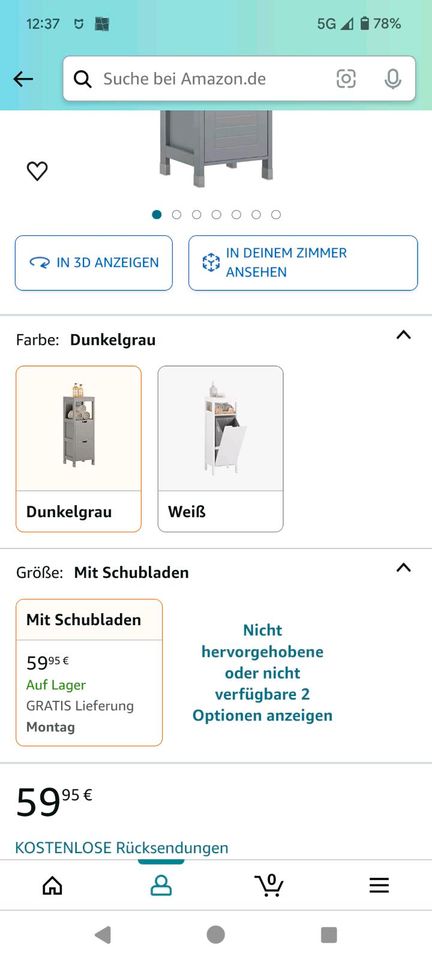 Badschrank  Bad Kommode Dunkelgrau in München