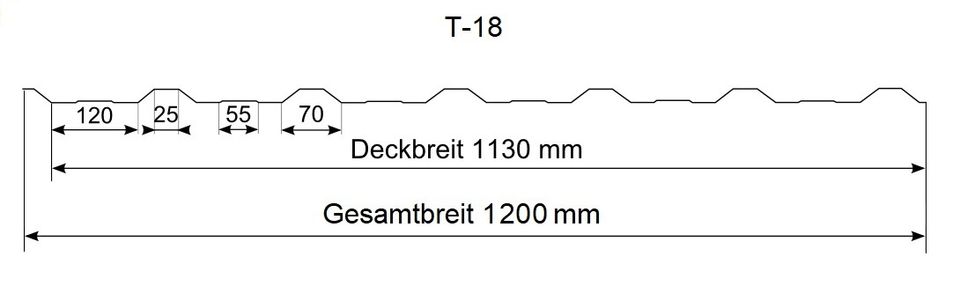 Trapezblech T-18 Aluzink, 0,35 mm nach Mass gute Qualität in Löcknitz