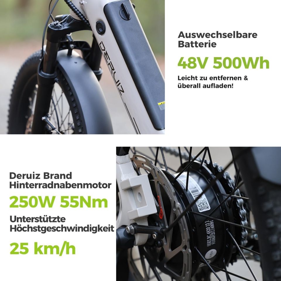 Fachhändler: DERUIZ Peridot BLAU Klapprad 20" E-Bike 48V/100km in Mönchengladbach