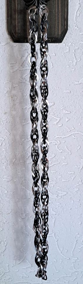 Halskette Gliederkette Silber- Schwarz 85 cm in Staßfurt