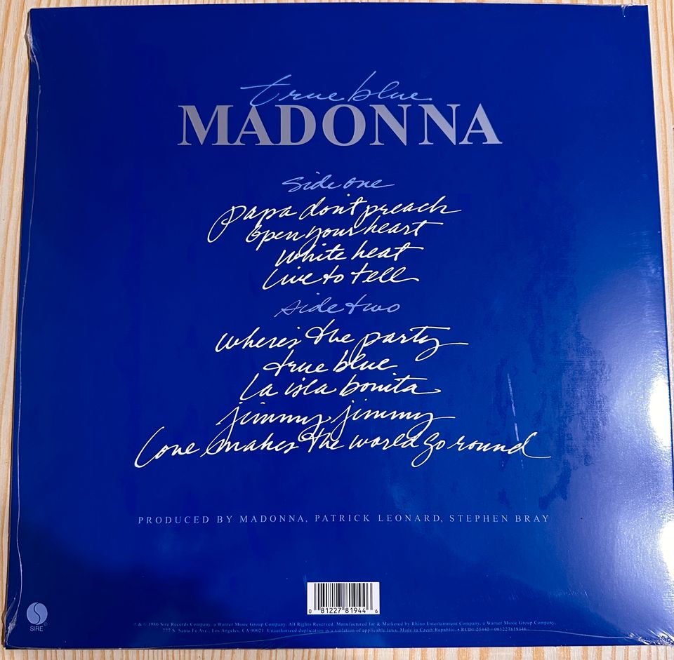 Madonna true blue silver vinyl USA Import in München