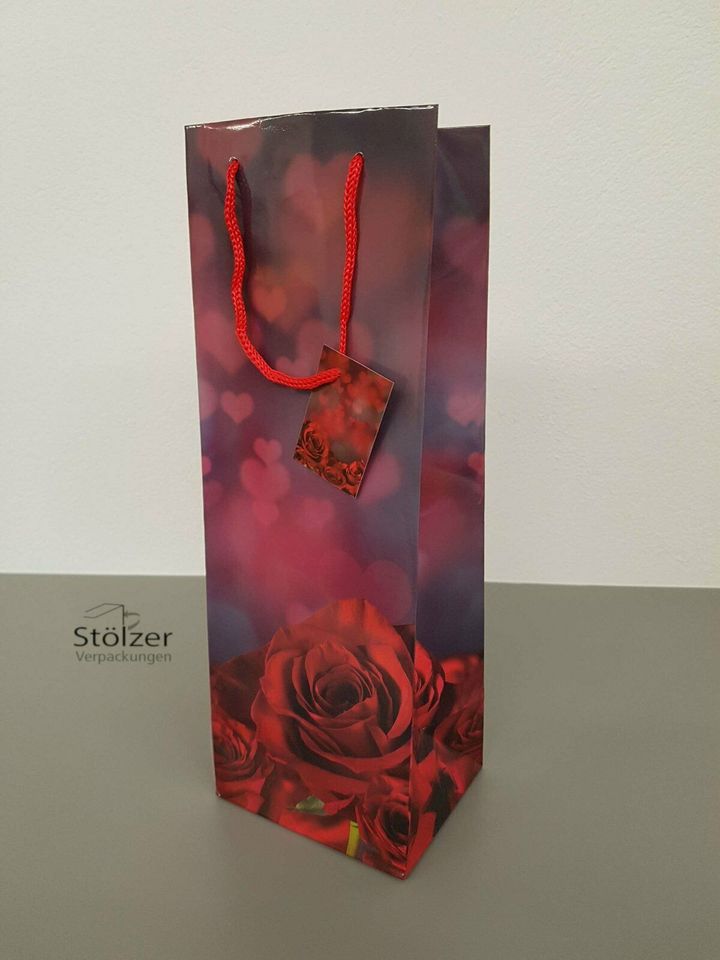 Geschenk-Flaschentasche "rote Rosen" / Steppdesign RESTMENGEN !!! in Bannewitz