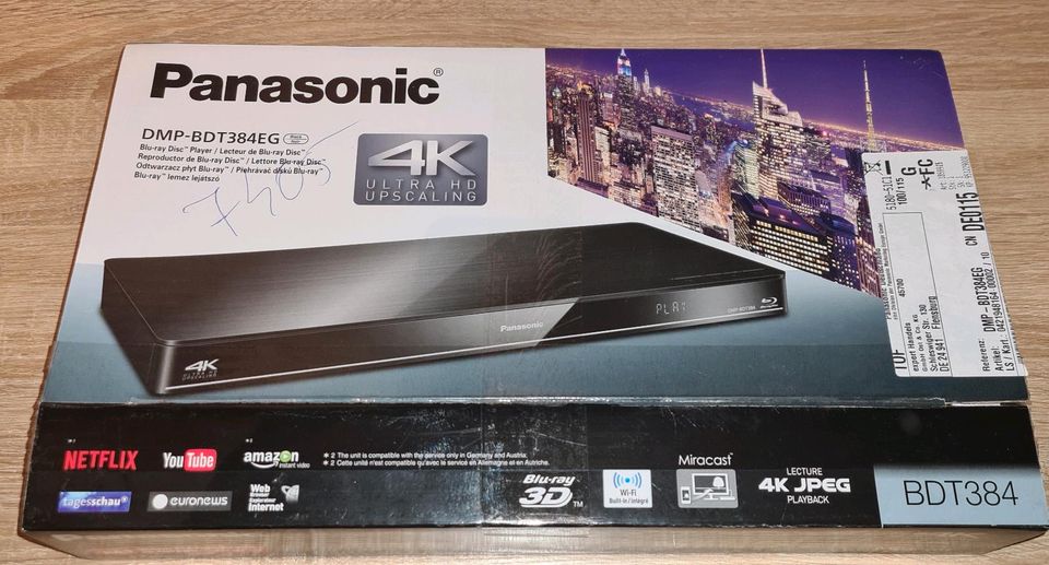 Panasonic Blu-Ray Player DMP-BDT384EG (3D und 4K) Schwarz in Wedel