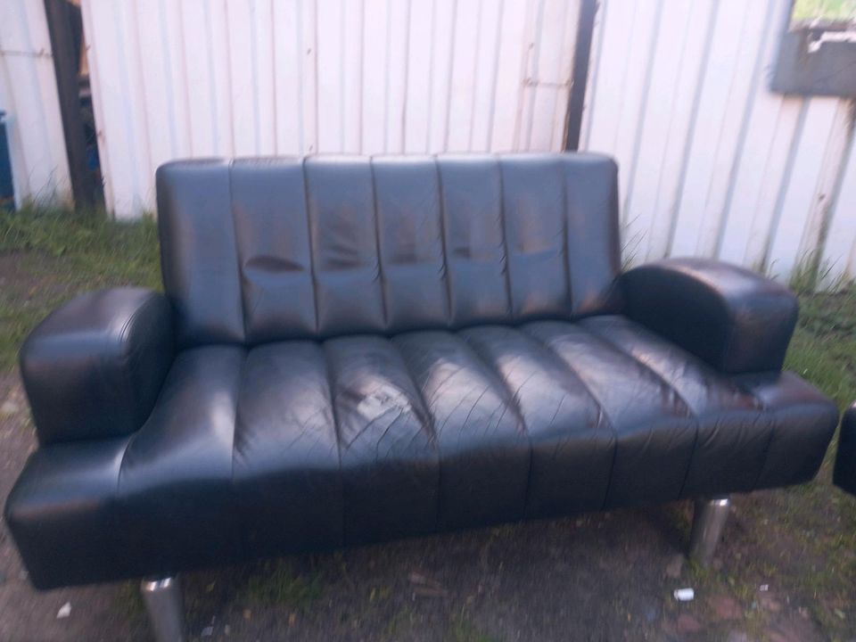 Leolux couch mot Sessel Leder schwarz in Dannenwalde (Gumtow)