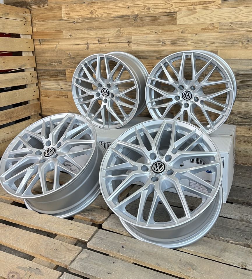 Damina DM08 19 Zoll Felgen für VW Golf 5 6 7 8 Passat Scirocco Arteon Phaeton Sharan GTI GTD GTE egolf 6R 7R 8R B5 B6 B7 B8 CC 3C 13 R 3H 3D 7N Sommerräder Winterräder silber Reifen Räder Volkswagen in Neckarsulm