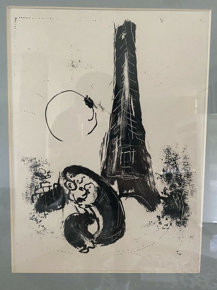 Original Marc Chagall Lithographie M94 Eiffelturm gerahmt in Neuhausen