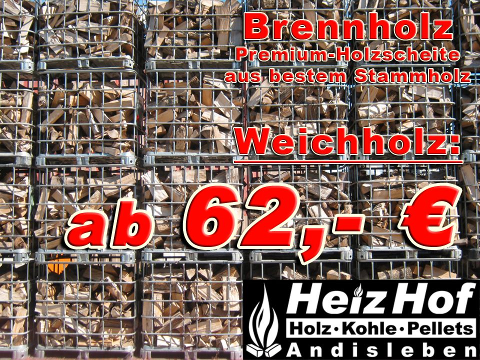 Brennholz Kaminholz WEICH Schüttmeter 20/25/30/40/50cm in Gebesee